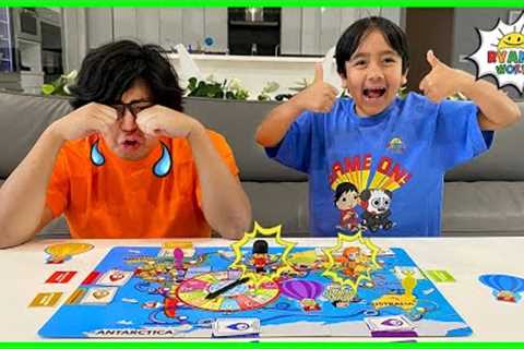 Ryan's World Tour Board Game Family fun with Ryan vs Daddy!!!