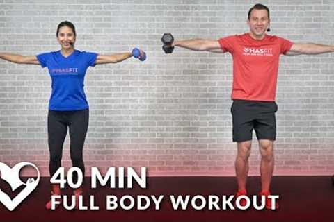 40 Min Full Body Workout Routine at Home - Dumbbell Total Body Strength Workout with Weights