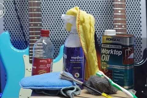 Guitar Cleaning Hacks - How To Clean Guitars With Household Items | Encore Strat PT2 | DR-NERD
