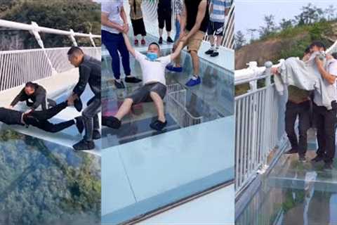 Glass Bridge Funny Videos😂🤣 | Tourists Fail to walk on Scariest Glass Walkway | Part-03