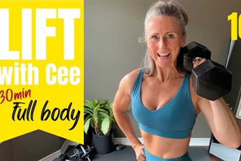Strengthen &amp; sculpt! FULL BODY DUMBBELL WORKOUT + abs, knee friendly, standing
