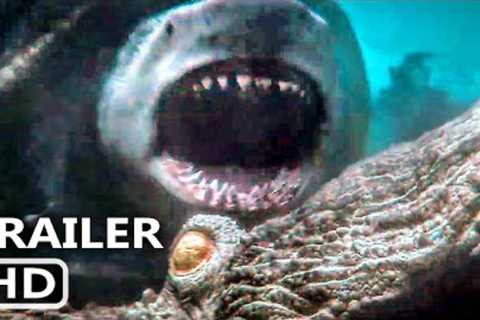 Jason Statham in the MEG 2 trailer Megalodon fights Kraken.