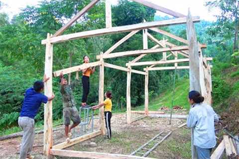 Building New Wooden House: BUILDING LOG CABIN (FULL BUILD). Build Dream House For Ut's