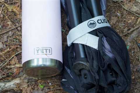 I take this portable chair on every camping trip. It collapses down to the size of a water bottle.