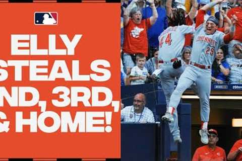 Elly De La Cruz stole THREE BASES in the span of two pitches!