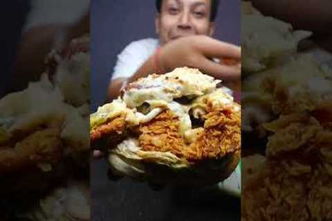 Eating Hulk Fried Chicken Burger From Yummerica Fries!!!!