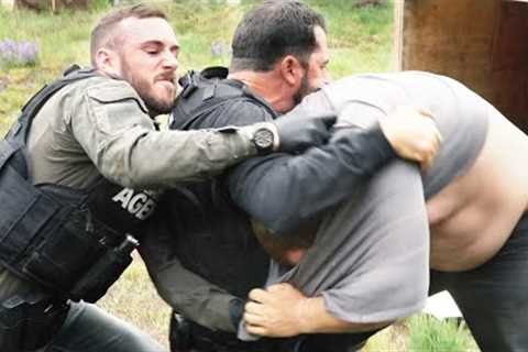 CRAZY FUGITIVE TASED IN THE NUTS!