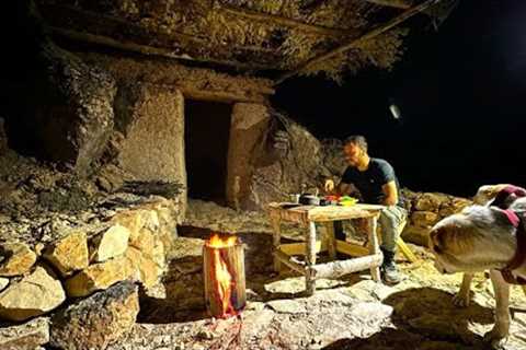 I'm Building a Primitive shelter with Fireplace in my friend's field - Bushcraft Survival Skills