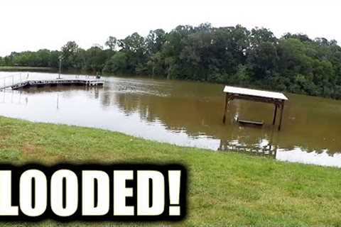 Fishing a FLOODED LAKE for Bass! Catching Big Bass in Shallow Water!