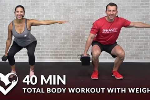 40 Min Total Body Workout with Weights - Full Body Strength Workout at Home Dumbbell Training