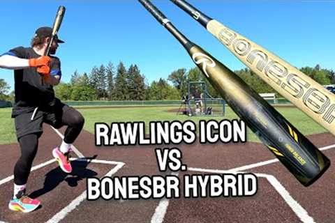 RAWLINGS ICON 🐐 vs. WARSTIC BONESABER HYBRID | BBCOR Baseball Bat Review (new BBCOR exit velo PR)