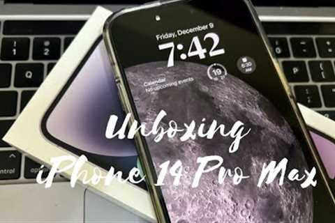  Unboxing iPhone 14 Pro Max (Deep Purple) | Setup + Accessories | ASMR