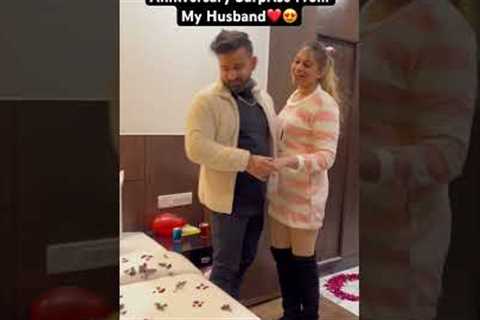 Anniversary Surprise From Husband❤️😍 #swatimonga #rajatswati #husbandwife #couplegoals #surprise