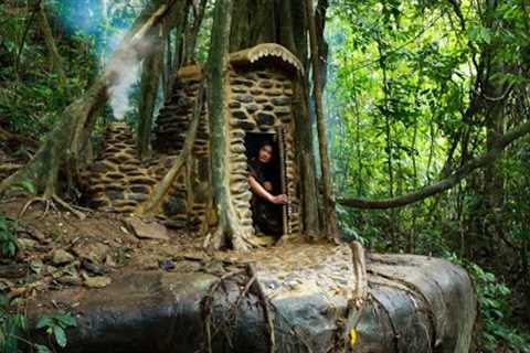 Build And Survive Alone - Clay House Inside Big Tree, How To Make stream Fish Trap