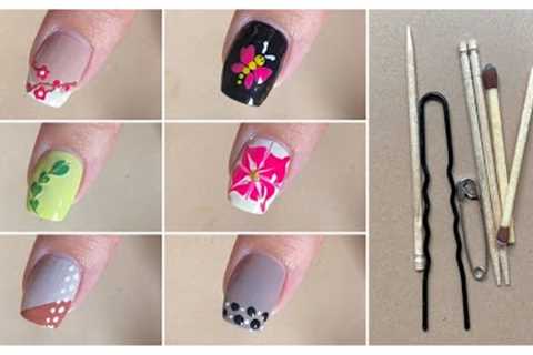 Top 10 Easy and Trending nail art designs with household items || Nail art at home for beginners