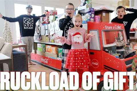 GRANDPARENTS DELIVER A LITERAL TRUCKLOAD OF CHRISTMAS GIFTS ON CHRISTMAS EVE | OPENING PRESENTS