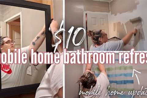 MOBILE HOME UPDATES ON A BUDGET | $10 single wide bathroom refresh | SPEND THE DAY WITH ME!