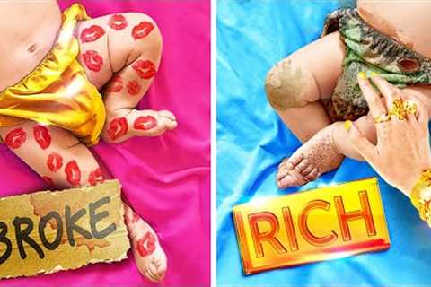 I GOT ADOPTED BY BILLIONAIRE FAMILY || Rich VS Broke! Cool Funny Situations and Hacks by 123 GO!