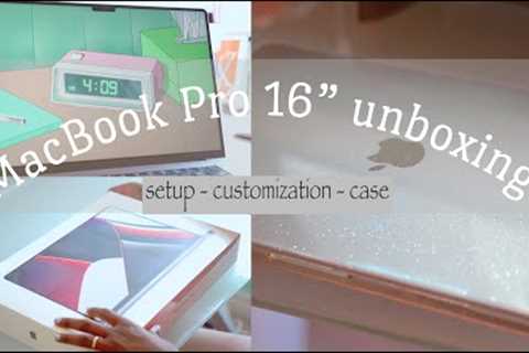 unboxing macbook pro (space grey) m1 16” 2021 | desktop customization &amp; accessories