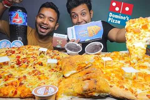 Dominos Large The 4 Cheese Pizza, Indi Tandoori Paneer Pizza, Garlic Bread &amp; Choco Lava Cake..