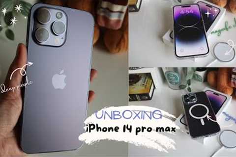 IPHONE 14 PRO MAX DEEP PURPLE AESTHETIC ASMR UNBOXING | MAGSAFE ACCESSORIES | CUSTOMIZATION | UAE