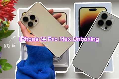 iPhone 14 Pro Max unboxing (gold)✨accessories + iOS 16
