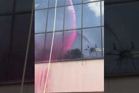 DRONE WINDOW CLEANING 🤯🪟🧼🫧 #drone #technology #future #innovation #shorts #short #shortvideo