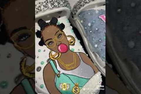 I did it on’nem #bling #fashion #shoe #customslides #crocssandals #custom #crocs #slides