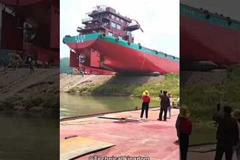 Giant ship launching to water 🚢 🌊 #shorts #ship
