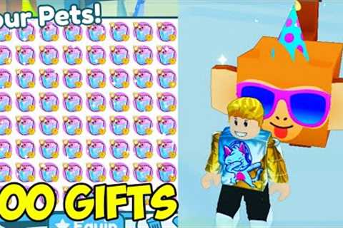 Unboxing 500 ANNIVERSARY GIFTS In Pet Simulator X Roblox