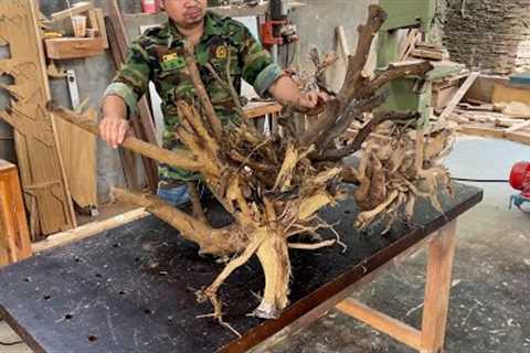 Carpenter Turns A Discarded Tree Trunk Into The Coolest Table You've ever Seen