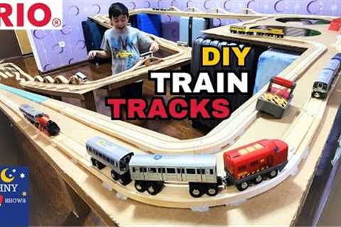 Johny Builds BIGGEST Wooden Track Layout Opens New Brio Trains &amp; MTA Munipals Subway Train Toys