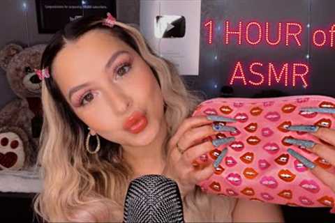 ASMR ✨1 hour✨of tapping with XL nails ~ unboxing beauty items 📦💄 soft whispers 💤