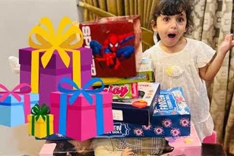 She is excited 😆 Unboxing her gifts 🎁