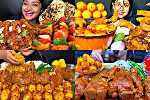 ASMR EATING SPICY CHICKEN CURRY, EGG CURRY, MUTTON CURRY | BEST INDIAN FOOD MUKBANG |Foodie India|