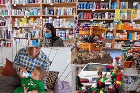 Single nomadic father: going to the city to the doctor, buying a car and shopping for the children