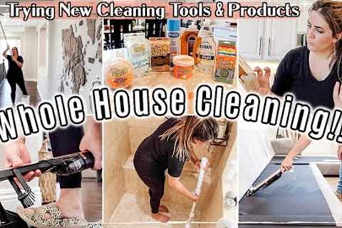 WHOLE HOUSE CLEAN WITH ME :: TRYING NEW CLEANING GADGETS, PRODUCTS &amp; HACKS :: CLEANING..