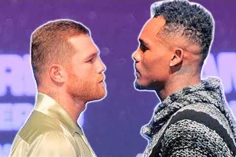Jermell Charlo TOWERS over Canelo! sizes him up in first face off! • Canelo vs Charlo face off video