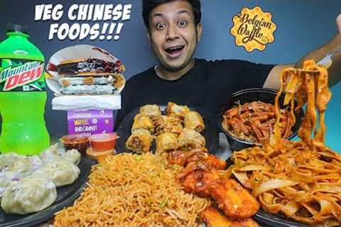 Spicy Schezwan Rice, Chili Paneer, Momos, Phad Thai Noodles, Spring Roll, Chili Potato &amp; Waffles