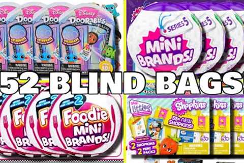 UNBOXING 52 BLIND BAGS! FOODIE MINI BRANDS SERIES 2 &amp; SERIES 2! DOORABLES SERIES 10!  REAL..