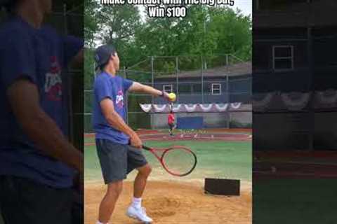 Win $100 If You Make CONTACT With The World’s Largest Baseball Bat! #shorts #baseball