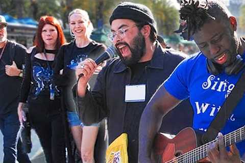 People Take Notice When this Mystery Man Starts to Sing