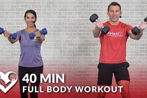 Full Body Workout at Home with Dumbbells - 40 Min Total Body Workout with Weights Strength Training