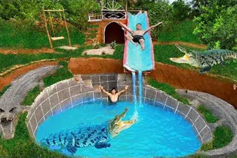 Primitive Survival 4K Video - How To Build Amazing Crocodile House &amp; Swimming Pool Underground..