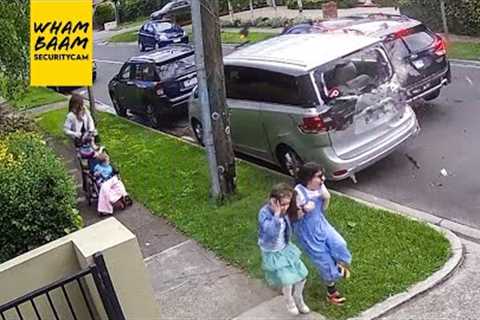 INSANE CAR CRASH - CAUGHT ON SECURITY CAMERA
