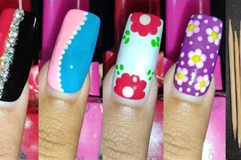 Very beautiful nail art💅💅 Easy DIY nail art just using household items❤ 💙💕
