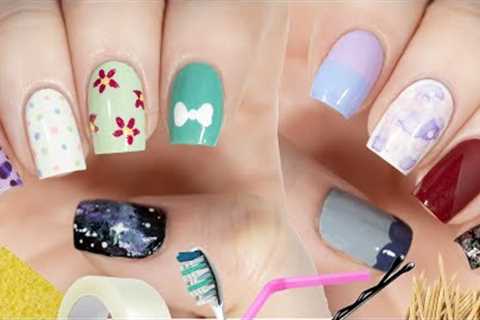 Easy Nail Art 2023 | Cute &amp; Fun Nail Art Designs Using HOUSEHOLD ITEMS!