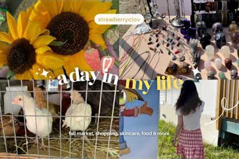 a day in my life🌻🍡 cute market, skincare + henna &amp; crystal shopping
