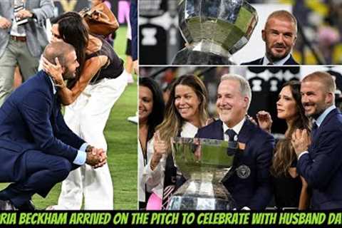 Victoria Beckham husband David arrived on the pitch to celebrate the big win of the Miami team
