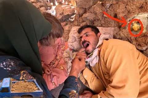 Nomadic father's toothache. 😱  Medicine of the nomads, food of the mother of the nomads😋🥰Part28..